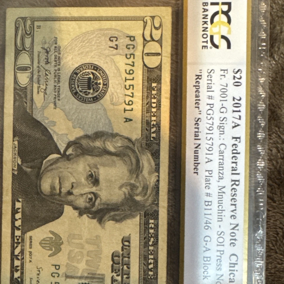 $20 2017A Federal Reserve Note Chicago Repeater Serial Number#57915791 - Image 2 of 4