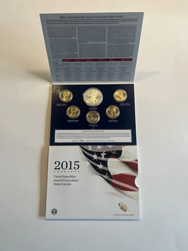 2015 US Mint Annual Uncirculated Dollar 6 Coin Set with American Silver Eagle 