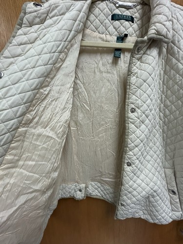 Lauren Ralph Lauren Lederbesatz Stepp Scheunenjacke Ivory Preppy New England - Bild 12 von 14