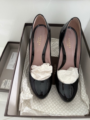 GUCCI Vernice Crystal Platform Pumps Size 37.5 Black Gucci Shoes - Picture 4 of 16