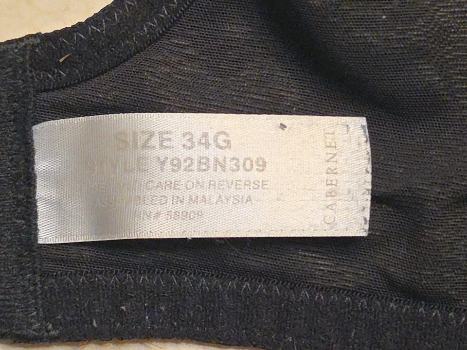 Cabernet Bra 34G Black Floral Unlined Underwire - Image 4 of 4