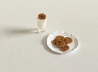 1:12 Scale Artisan Dollhouse Food - MINIATURE MILK & COOKIES SET - DESSERT