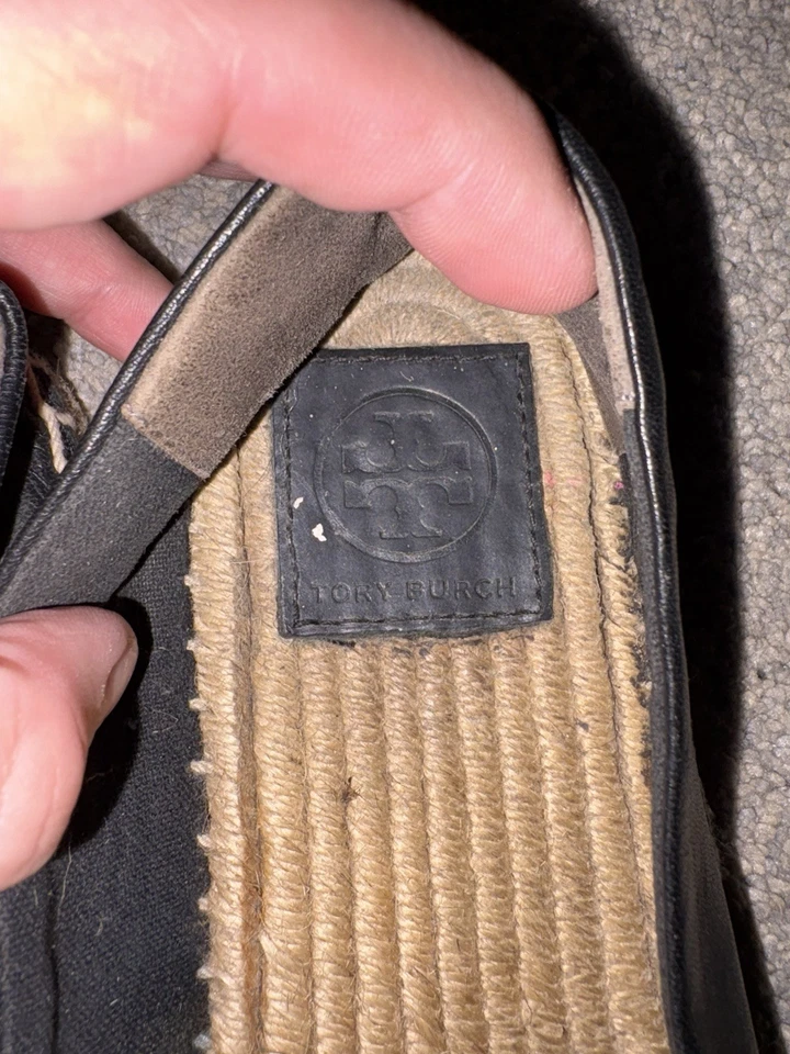 Alpargata Tory Burch INES mocasín plano de cuero negro para mujer talla 7  Foto 2 de 4