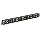 High-density modular patch panel frame, large label width (6.4mm), 48 ports, bla