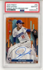 2025 Topps Finest Roki Sasaki RC Rookie Orange Refractor Auto /25 PSA 10 GEM
