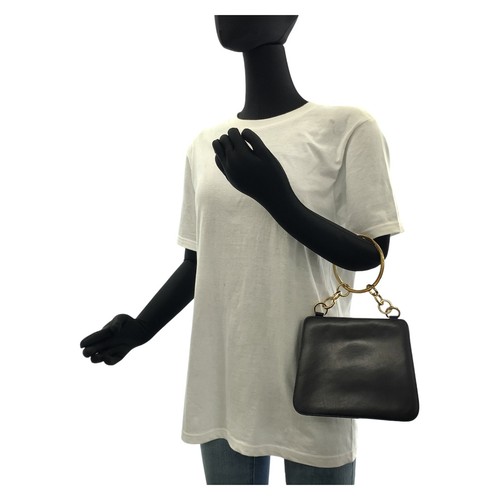 Salvatore Ferragamo Gancini Bolsos de Mano Bolsos de Fiesta Bolsos de Tocador Cuero Negro - Imagen 8 de 10