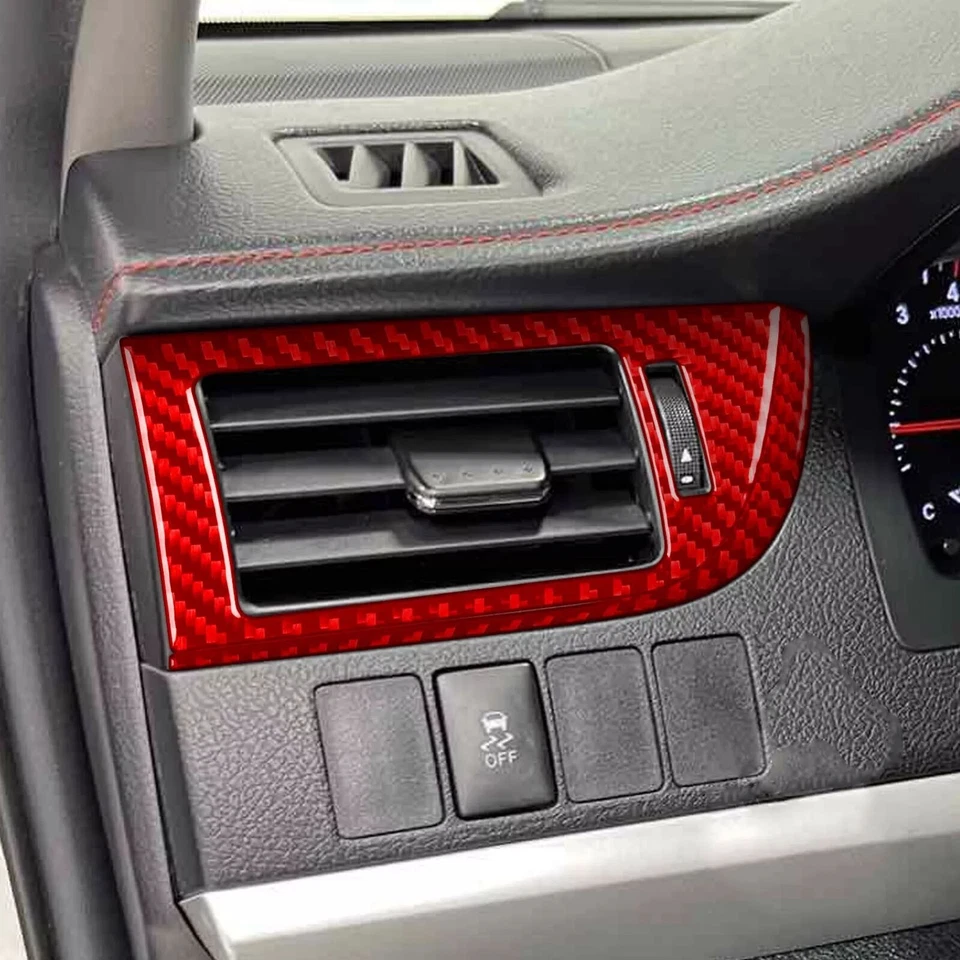 Kits completos de embellecedores de tablero interiores de fibra de carbono roja de 16 piezas para Toyota Camry 15-17 Foto 3 de 4