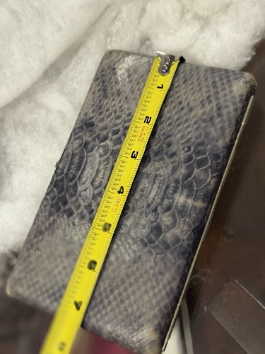 Abas Wallet Clutch Leather Dark/Light Gray Black Snakeskin Print Purple Int - Picture 13 of 17