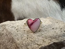 Candy Cane Dahlia Kingman Turquoise 925 Heart Ring *New Dahlia* Size 7.25