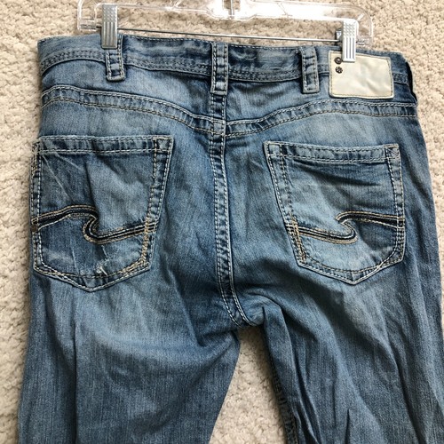 Jeans plateados 34x30 (se adapta a 34x27) para hombre azul denim gris relajado recto elástico - Imagen 6 de 12