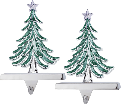 Juego de 2 soportes para medias de árbol de Navidad - percha para medias de árbol para abrigo - plateado - Imagen 6 de 12