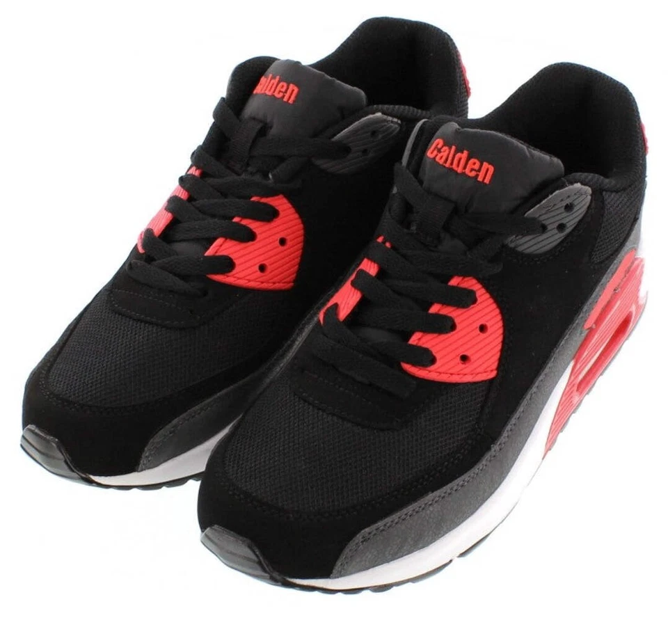 Zapatillas deportivas para hombre CALDEN FD015 - 2,6 pulgadas elevador aumento de altura negras/grises/rojas Foto 3 de 4