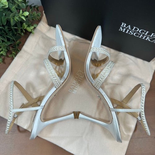 Badgley Mischka Women's Brynlee Satin Bejeweled Strappy Sandals Heels Size 9.5 - Picture 7 of 12