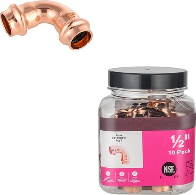 1/2'' x 1/2'' Copper Press 90 Degree Elbow Pipe Fitting