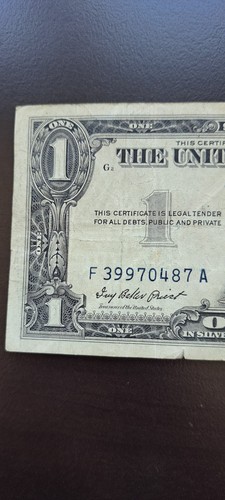 1957 Rare No Series $1.00 Blue Seal Note. Washington. Free Shipping With Offer. - Picture 6 of 8