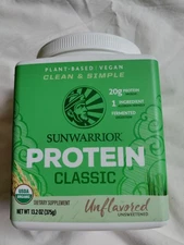 Sunwarrior Organic Classic  Unflavor Protein - Plant-Based Protein Powder,  375g