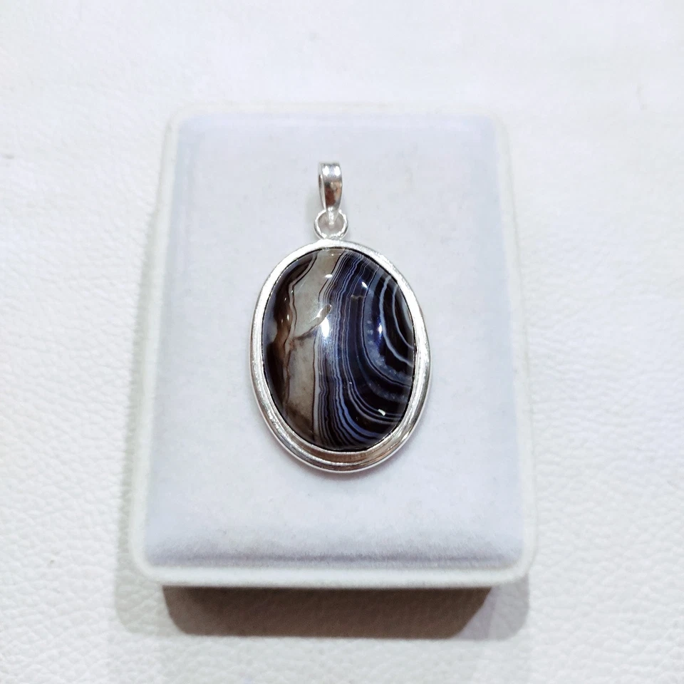 Ciondolo pietra preziosa agata argento sterling 925 ciondolo fatto a mano aga... - Immagine 4 di 4