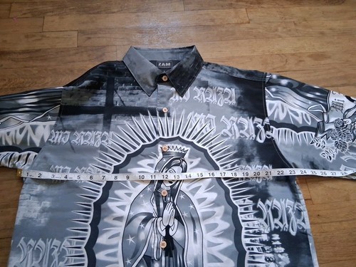zam Collection Mother Mary Button Shirt All Over Print Gangsta Size Small - Picture 5 of 8