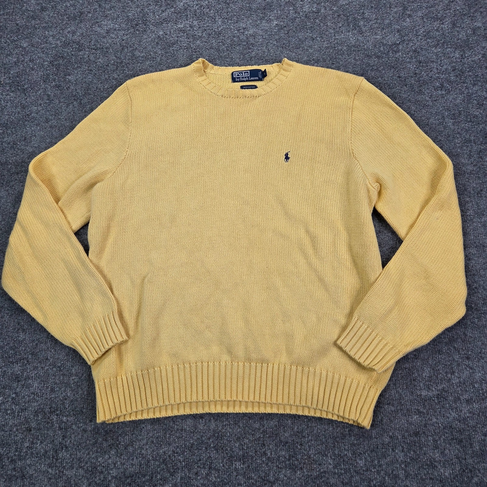 Polo Ralph Lauren vintage anni 90 grande gialla girocollo classica maglia pony