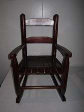 Vintage Child Size Wooden Rocking Chair Handmade Dark Shinny Finish Very Nice  