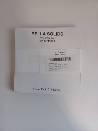 Moda Bella Solid Gray Fabric Charm Pack 42 100% Cotton 5" Squares Quilting NIP - Picture 2 of 2