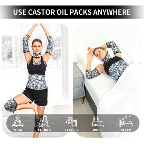8 Piece Castor Oil Pack Wrap Set, 100% Organic Cotton Lined Reusable Castor O... - Picture 6 of 6