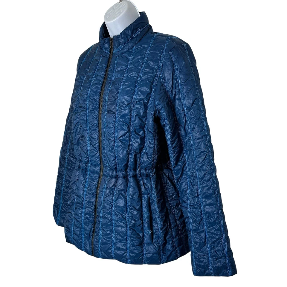 Cabi Womens Blue Full Zip Nylon Lined Winter Quilted Poseidon Puffer Jacket Med - Image 4 of 4