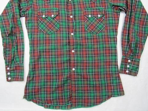Vtg 40s 50s Gold Star Sanforized Western Cowboy Shirt Plaid Pearl Snap Sawtooth - Picture 3 of 11