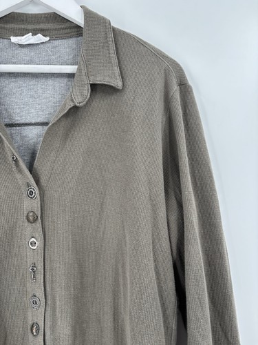 Camisa Abotonada Buda Neón Mujer Mediana Taupe Verde Botones Llaves Mangas Largas - Imagen 5 de 21