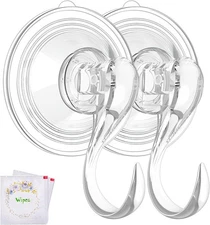 Large Suction Cup Wreath Hanger Hooks, Heavy Duty 22LB Clear Reusable 2PCS