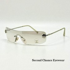 Chanel 4086 C.124/6Y Vintage Shield Sunglasses-Deadstock/Unworn-Camellia Silver