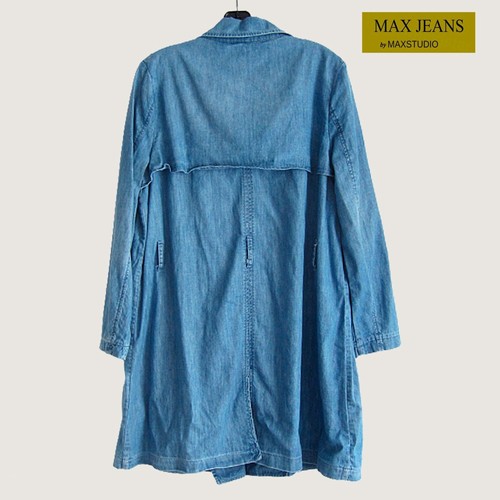 MAX JEANS by Max Studios NEW Minimalist Military Double Breasted Trench Coat L - Picture 9 of 12