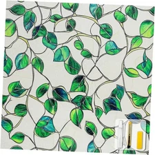 Window Privacy Film Stained Glass Decorative Static Clings 45*78.5 Green