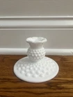 candle holder - hobnail - white milk glass Fenton