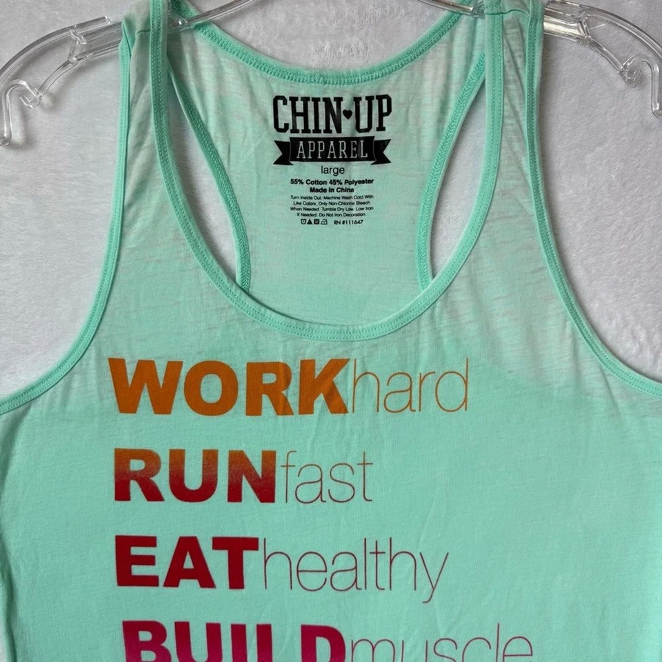 Camiseta sin mangas Chin Up Apparel verde menta motivacional para mujer talla grande Foto 2 de 4