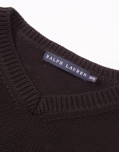 Women's Polo Ralph Lauren Knitted Black V-Neck Sweater (M) - Picture 4 of 6