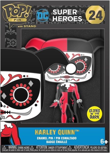 {NEW} Funko Pop! Pin: DC Comics Dia De Los DC - Harley Quinn Glow in The Dark - Picture 3 of 4