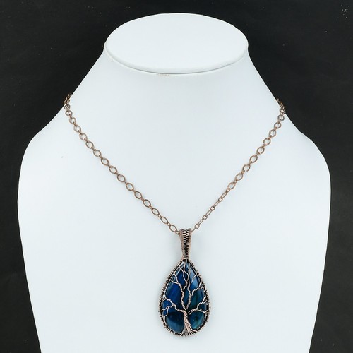 Gift For Her Copper Neon Flash Labradorite Wire Wrapped Tree Of Life 2.6" - Picture 6 of 6