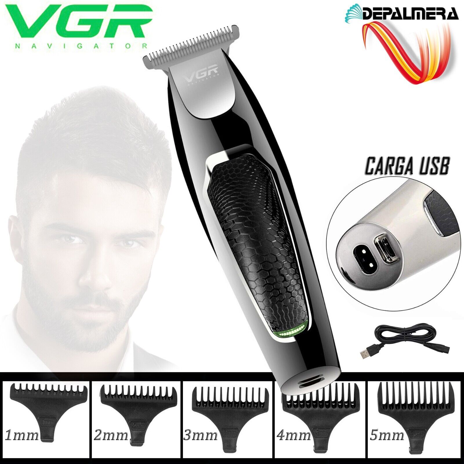 MAQUINA PARA CORTAR PELO BARBA RECARGABLE MAQUINILLA CORTAPELO CORTADORA USB