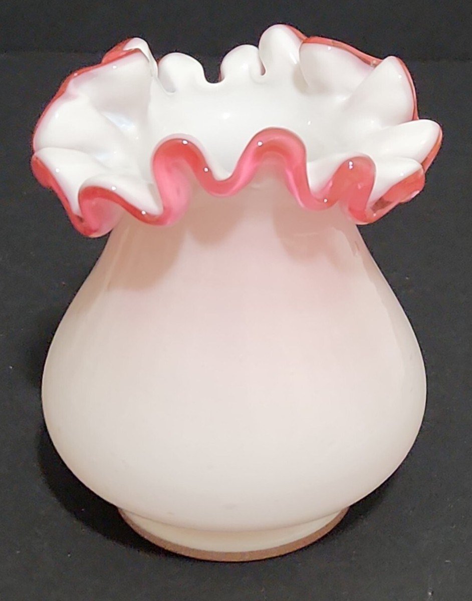 希少！フェントン ピンク色クレストバスケット アンティークfenton アメリカ 希少！フェントン ピンク色クレストバスケット アンティーク