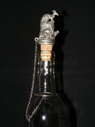 OZ PEWTER WINE/BEER STOPPER CORK KANGAROO & KOALA CHAIN & RING - Picture 1 of 5