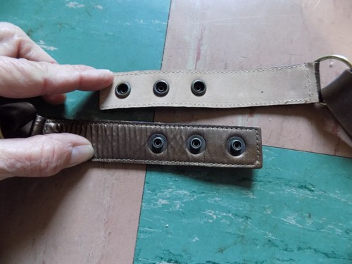 Cintura vintage pelle metallizzata posteriore a scatto grande ovale metallo a strati unico medaglione L - Foto 13 di 13