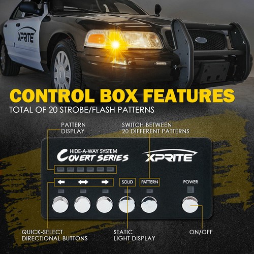 Kit de faros estroboscópicos LED de emergencia de 6 piezas ámbar con sistema de control - Imagen 4 de 8