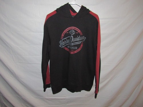 Harley-Davidson Herren Schwarz Rot Langarm Hoodie Sweatshirt Gr. L