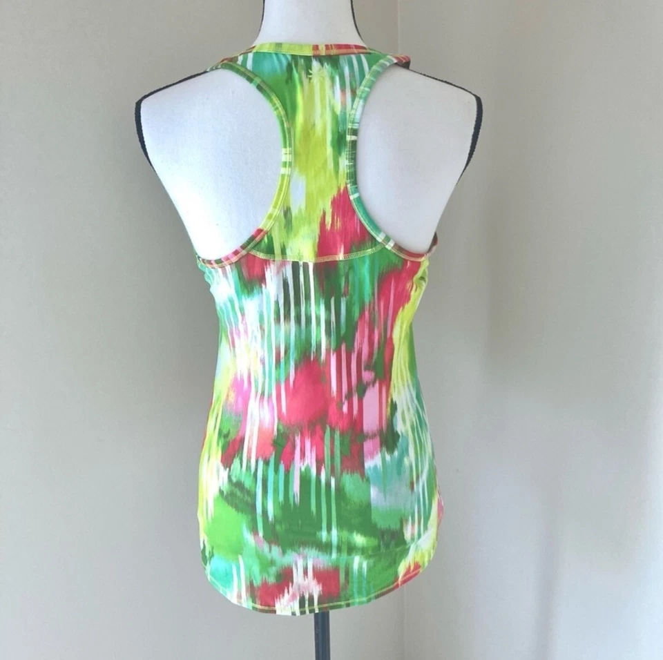 Athleta Green Pink  Tye Dye Racerback  Tank Top Athletic Yoga Size L Mint! Foto 2 de 4