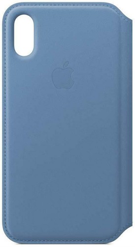 Genuine Apple iPhone XS Leather Folio Case Cover - Cornflower Blue - New - Picture 7 of 7