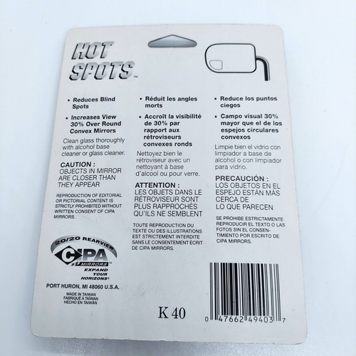 CIPA Mirrors 49403 Hot Spots Convex Blind Spot Mirror Brand New Sealed Hotspots - Picture 3 of 4