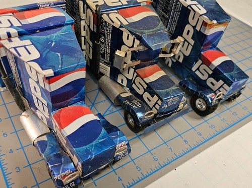 3 Vintage Pepsi Can Folk Art Trucks for Parts or Project Hand Made Decor Craft - Picture 15 of 16
