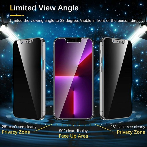 Privacy Tempered Glass Screen Protector iPhone 14 13 12 Pro Max 11 XR XS Cover - Picture 3 of 6