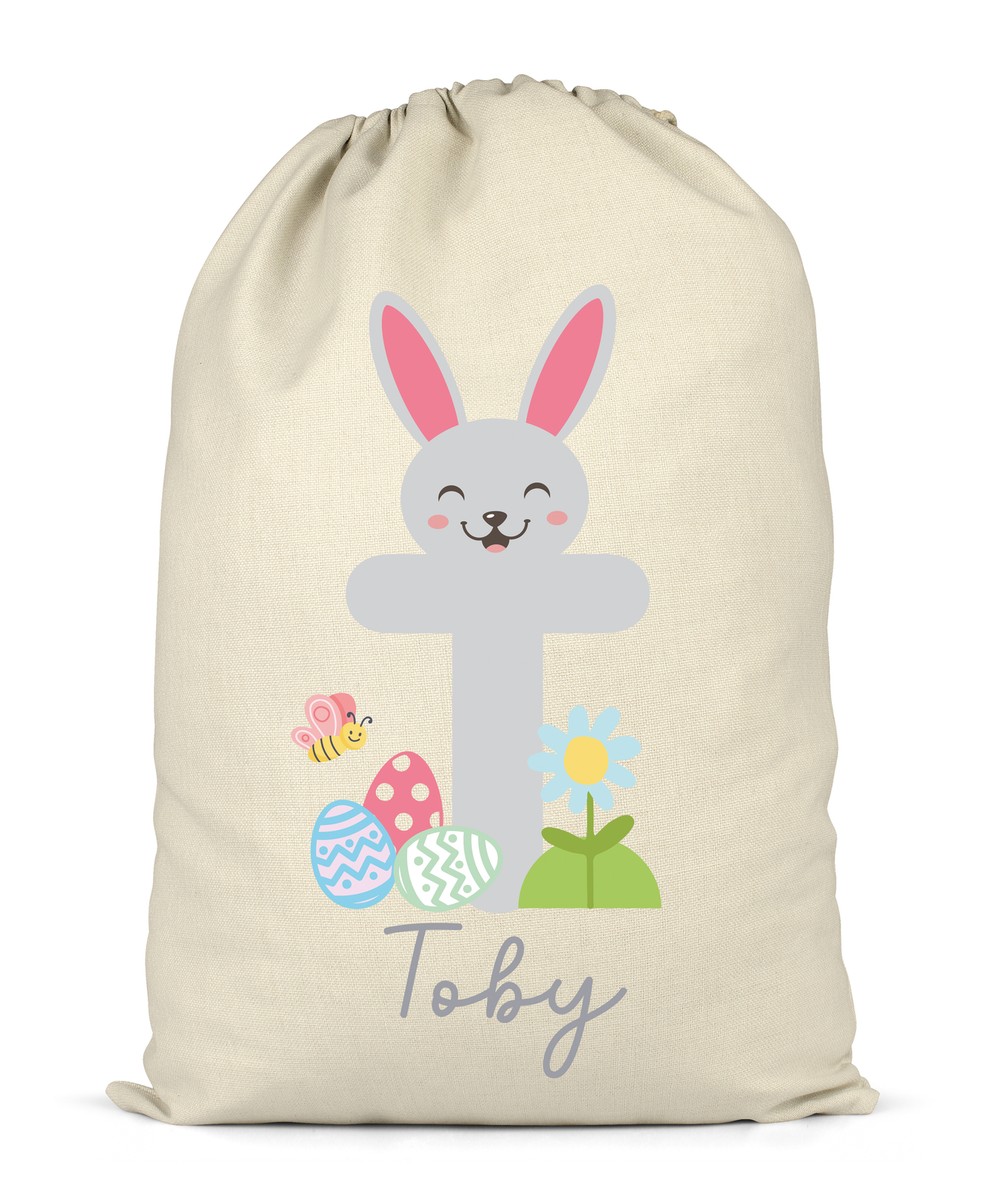 Personalised Easter Sack Initial Letter T Rabbit Bunny Gift Bag XL for Presents eBay